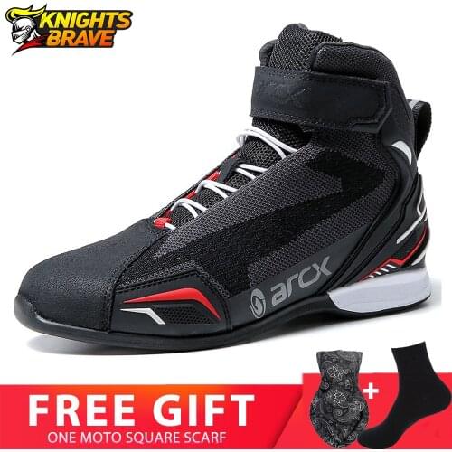 Botas De Moto Motorcycle Boots Men Moto Riding Boots Breathable Motorcycle Shoes Motorbike Chopper Cruiser Touring Ankle Shoes