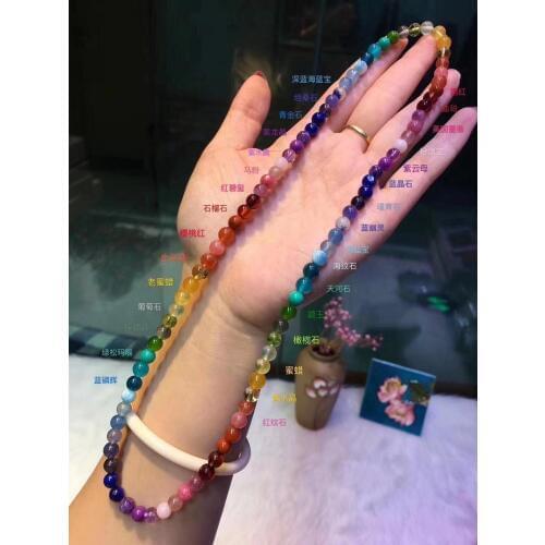 Natural Rainbow Different Mixed Stone Larimar Amber Amethyst Tanzanite Aquamarine Lapis Beads Bracelet 6mm AAAAAA