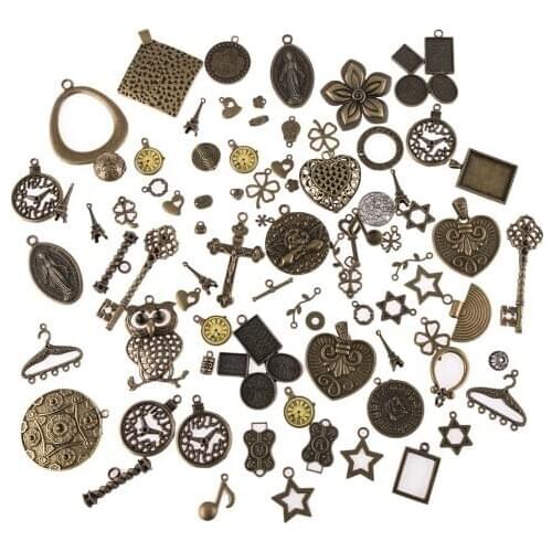 30g Random Mixed Clock Watch Face Charms Alloy Necklace Pendant Finding Jewelry Making Steampunk Accessory
