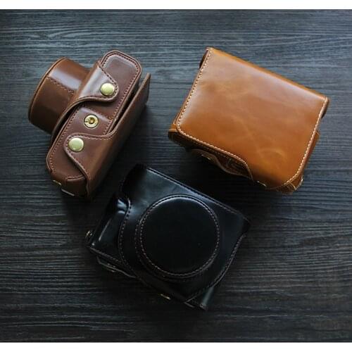 Vintage Pu Leather Camera Case For Fujifilm X100F X100V Fuji X100F Camera bag Open Battery Design +Strap +Min Battery Case