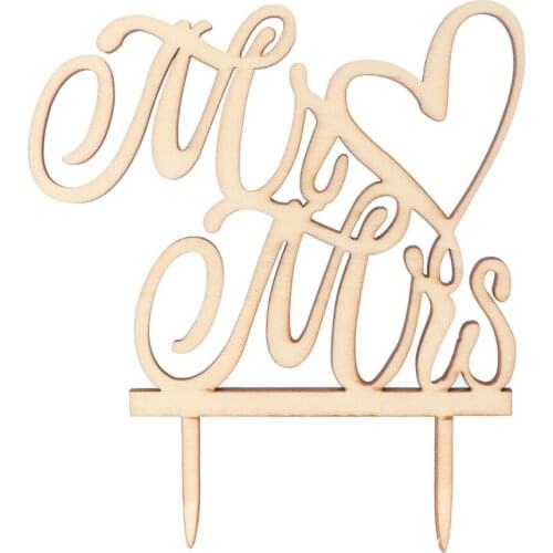 Cake Topper " & Mrs "Wood Wedding Cake Decorations (Wood colour)