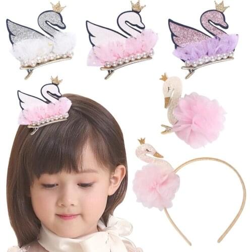 Baby Girl Infant Hair Accessory Newborn Clip Headwear Princess Cute Hairpin Gift Lovely Swan Feather Toddler Fluffy Children