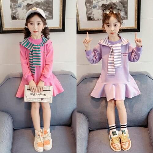 2019 Girls Kids Hoodies Dress Baby Girl Cartoon Long Sleeved Casual Princess Dresses Vestidos Children Clothes