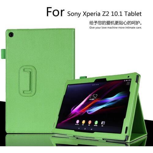 For Sony Xperia Z2 10.1 inch Tablet Case Litchi PU Leather Cover For Sony Z2 Tablet Slim Folding Cover Case Free Shipping