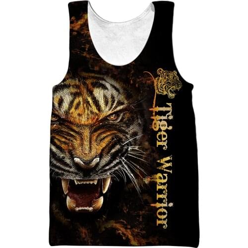 Tiger Warrior 3D Over Printed Shirt For Men Tank Tops For Men Summer Harajuku Fashion Sleeveless T-shirt streetwear Unisex
