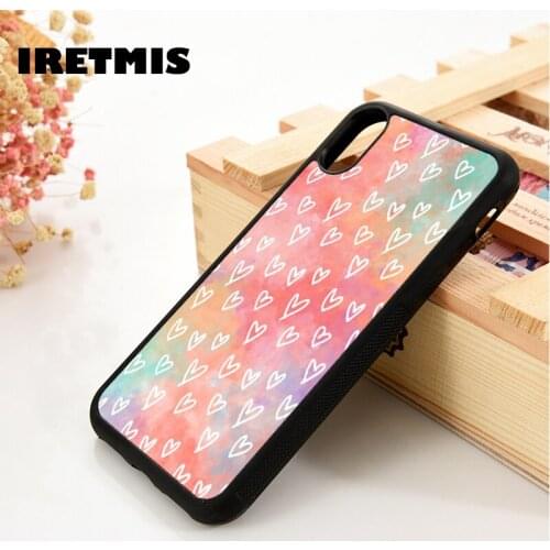 Iretmis 5 5S SE 2020 6 6S Silicone Rubber Phone Case Cover for iPhone 7 8 Plus X Xs 11 12 MINI Pro Max XR Rainbow Hearts Pattern