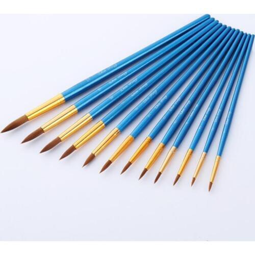 Paint Brushes Set Nylon Hair Different Size Artist Fine Oil Painting Brush for Watercolor Acrylic Drawing Art Supplies 12Pcs