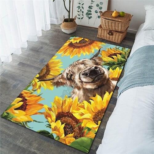 Sunflower Goat Mon Area Rug 3D All Over Printed Non-slip Mat Dining Room Living Room Soft Bedroom Carpet