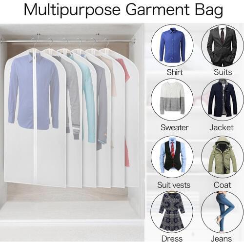 Frosted Suit Garment Clothes Cover Bag Protector with Zipper Suit Garment Closet Organize Dress Storage Bag Clothes Dust Cover