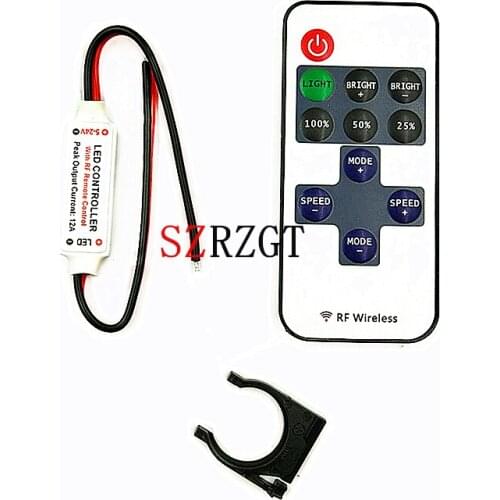 Mini DC12V Led Controller Dimmer 12A Wireless RF Remote to Control Single Color Strip Lighting 3528 5050 led strip