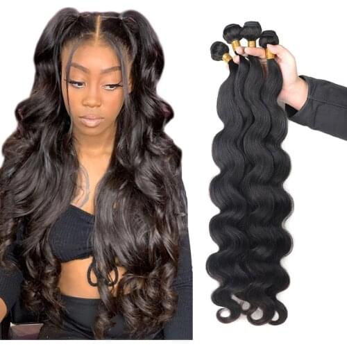 MISIA 1/3/4 Brazilian Hair Body Wave Bundles With Closure Human Hair Bundles With Closure Lace Closure Remy Human Hair Extension