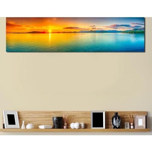 Sea Mountain Sunrise Canvas Painting Print Living Room Sofa Home Decoration Modern Wall Art Oil Painting Poster Pictures Artwork