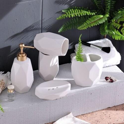 Ceramic 6-Piece Toiletry Set Mouth Cup Toothbrush Holder Soap Dispenser Soap Dish Home Bathroom Accessorie Hand Sanitizer Bottle