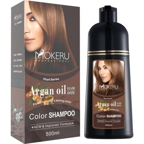 Mokeru Natural Herbal Hair Dye Shampoo Maroon Organic Permanent Dark Brown Hair Color Shampoo For Gray Hair Women Men Wholesale