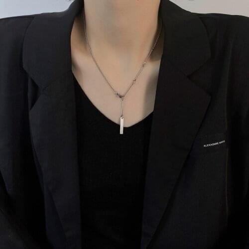 Insimple Titanium Necklace with Female Personality Hip-hop Geometric Square Pendant Fashion Short Jumper Chain