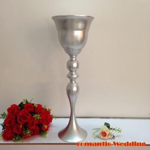 2018 New style 66cm- 26" Shiny Silver Flower Vase wedding metal table centerpiece party decoration table flower stand