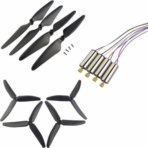 Upgrade RC accessories 4PCS 3-leaf & 2-leaf Blades & 4PCS motor for Hubsan X4 H502S H502E H502T H507A H216A Airplane-Black