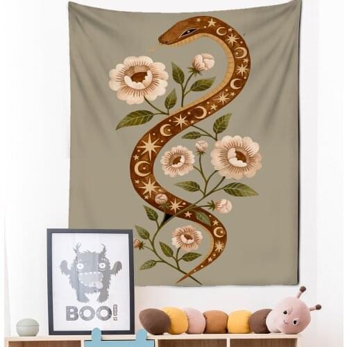 Sun Moon Star Tarot Tapestry Wall Hanging Astrology Divination Witchcraft Hippie Goddess Plant Flower Bedroom Home Decor