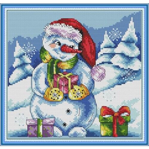 The Snowmans Christmas Gift cross stitch kit aida 14ct 11ct count print canvas cross stitches needlework embroidery DIY handm