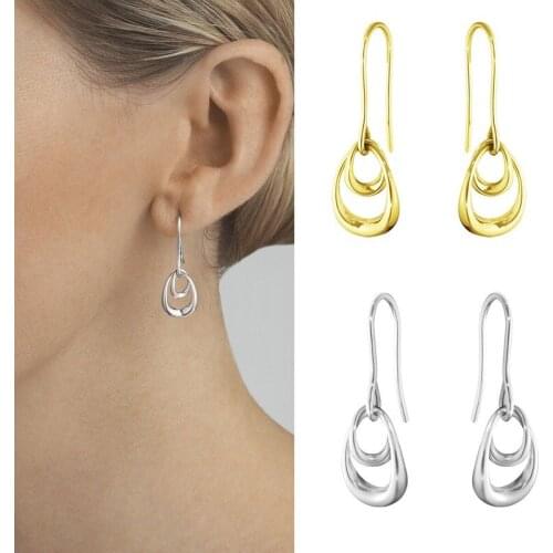 Double-ring earrings womens European and American new retro earrings exquisite hoops jewelry new geometric earrings