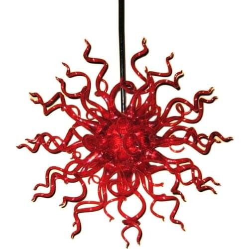 Modern Art Glass Chandelier Pendant Lamp Antique Murano Blown Glass Light Red Lampshade Loft Art Decorative LED Lighting Fixture