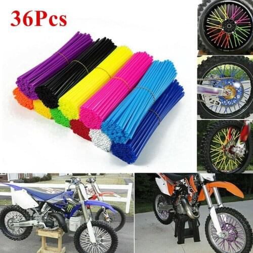 36Pcs Universal Motorcycle Dirt Bike Wheel Rim Spoke Wrap Kit Spoke Cover Protector Motocross Spoke Skins Off Road Tubes Decor