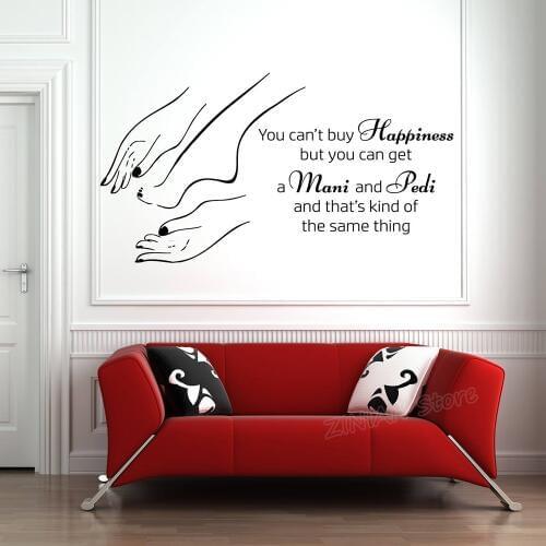Manicure Pedicure Vinyl Wall Stickers Nail Salon Wall Poster Beauty Quotes Wall Decals Self-Adhesive Wallpaper for Girls D123