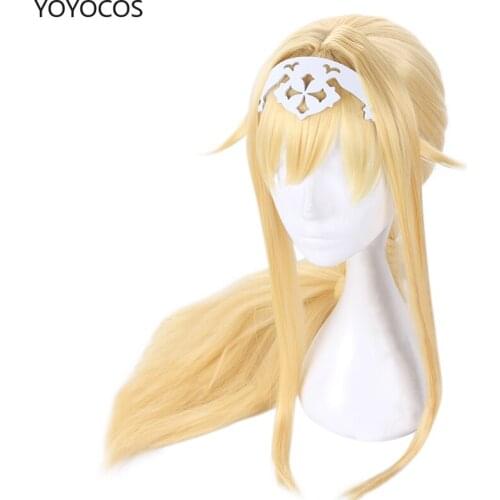 YOYOCOS Sword Art Online Cosplay Wig Alice Synthesis Thirty Sexy Cute Long Game Anime Long Hair Heat Resistant Synthetic Hair