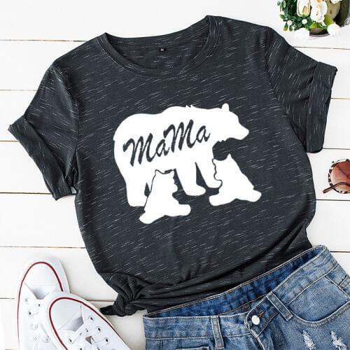 Mama Bear Ladies Tee Tops 2020 Summer Funny Print Women T Shirt Harajuku Oversized Short Sleeve Cotton Tshirt Casual Clothes