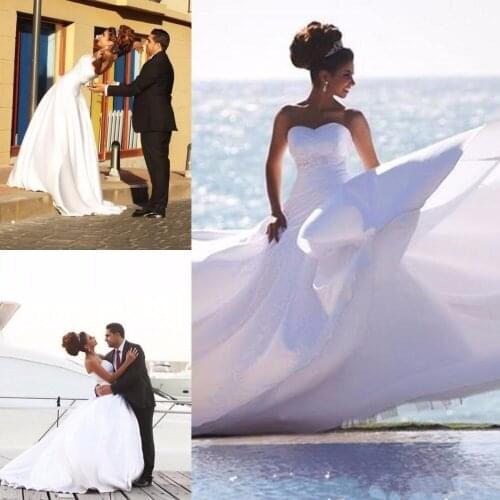 Elelgant White beach Wedding Dresses 2021 A Line Applique Lace Beading Romantic Bridal Gown Vestidos De Novia Plus Size Sexy