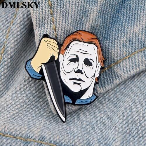 DMLSKY Halloween Jewelry Horror Pins Metal Badge Cartoon Character creative Pins Icon on The Backpack Pin for Clothing M3920