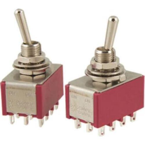 2 Pcs AC 250V 2A 120V 5A 12 Pin 4PDT ON/ON Toggle Switch