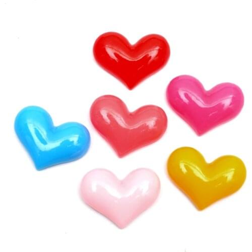 20pcs Heart Shape Resin Crafts Christmas Decoration Flatback Cabochon Embellishment For Scrapbook DIY Accessoris