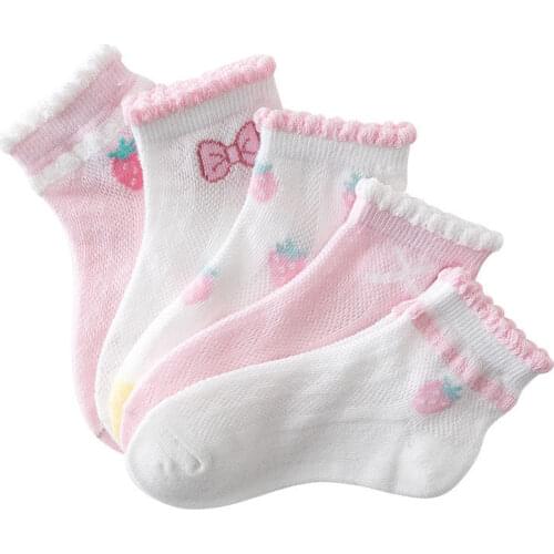 5 Pairs/Lot Children Cotton Socks Boy Girl Baby Cute Cartoon Breathable Mesh Socks For 1-12 Years Teens Summer Fashion Kids CN