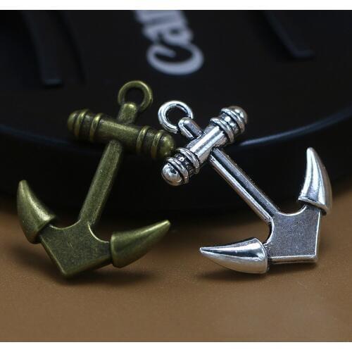 ANGRLY 50pcs 25*19mm Have Hook Up Metal Ancient Anchor Pendant Gifts Pirate Sailing Necklace Accessories Party Supplies Craft