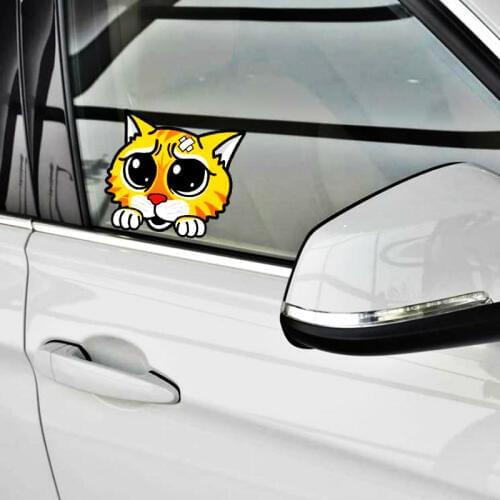 Volkrays Car Accessories Lovely Cartoon Poor Cat Sticker Decal for Motorcycle Laptop Chevrolet Mazda Polo Hyundai Smart Mini