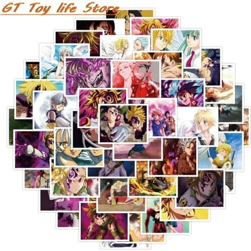 B 52Pcs Japan Anime The Seven Deadly Sins Cartoon Stickers For Laptop Luggage Motorcycle Phone Skateboard Kids Sticker Toys