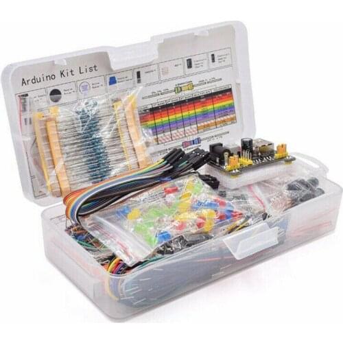 Electronics Component Basic Starter Kit with 830 Tie-points Breadboard Cable Resistor Capacitor LED Potentiometer