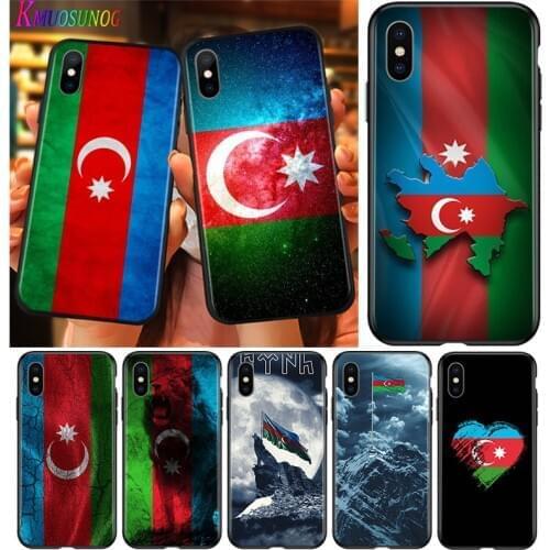 Bright Black Cover Azerbaijan flag For iPhone 2020 11 Pro XS Max XR X 8 7 6 6S Plus 5 Phone Case