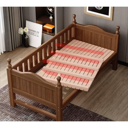 Louis Fashion Baby Cot Walnut With Guardrail Little Boys Girls Rural Style