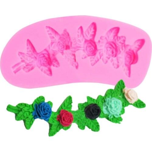 5 Rose Cane Shape Lace Silicone Mold For Fondant Chocolate Epoxy Sugarcraft Mould Pastry Cup Cake Decorating Kitchen Accessories