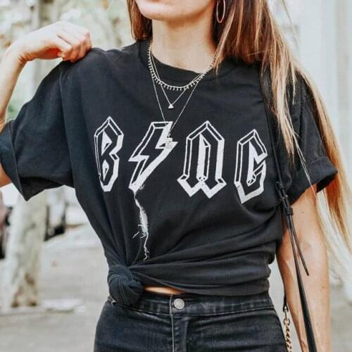 Le Luz Black Graphic Tee Shirt Women Harajuku Black T Shirt Funny Letter Print Plus Size 2XL Female Summer T-shirtCasual Top