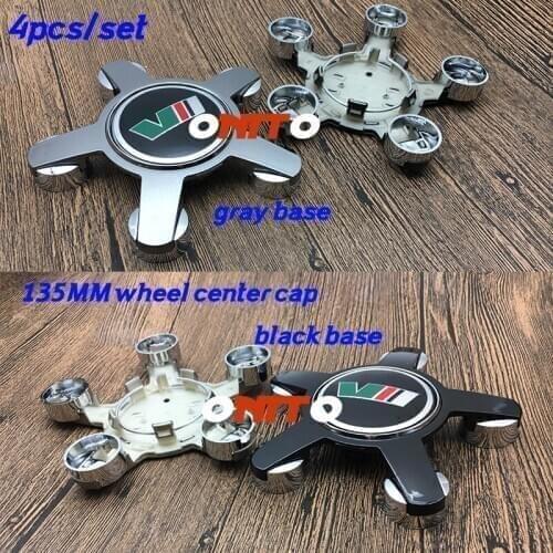 Hot sale gray/black Base 4PC 135mm 5claws Accessorie Car Wheel Center Cap Rim Cover Hub Cap VII Emblem Sticker Car Styling