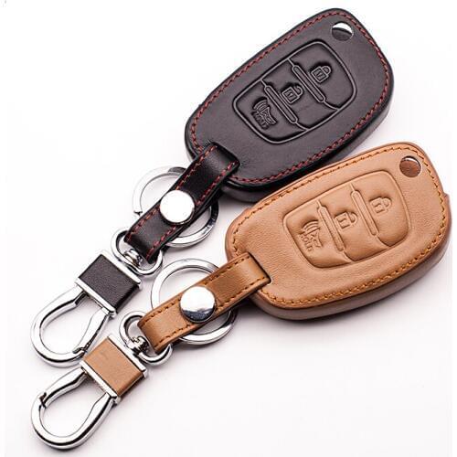 Leather key cover key bag For Hyundai Avante Porter Grandeur Sonata Santafe i30 Solaris ix35 3 buttons remote control Car wallet
