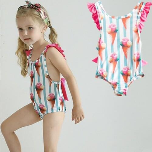 Baby Girl Sun Bathing Suit Kid Girls Cute Swimwear Girl Summer Beach Costume Swimsuit Printed One-Piece Bikini for Children Girl