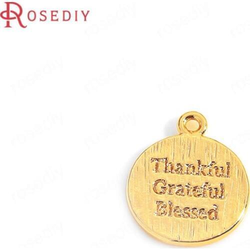 35718)10PCS 11x13MM 24K Gold Color Brass Round Letter Charms Pendants High Quality Diy Jewelry Findings Accessories