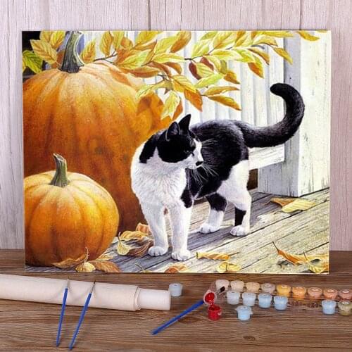 Flower Cats Animal Painting By Numbers Kit Oil Paints 50*70 Boards By Numbers Loft Wall Picture Children Wholesale Drawing