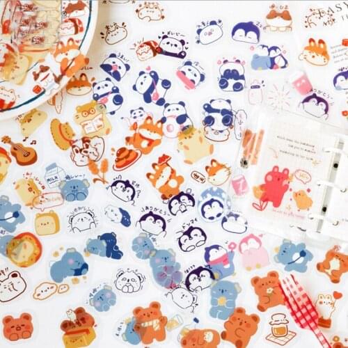 40 Pcs Cute Animal PET Sticker For Kids Decorative Scrapbooking Planner Bullet Journal Stickers Aesthetic Kawaii Stationery