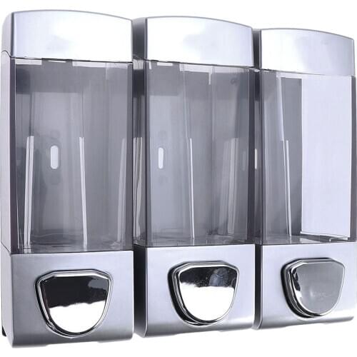 Wall-mounted Soap Gel Dispenser Hair Conditioner Pump Three Outlets Bottle Simple Shampoo Holder for Hotel Bathroom Shower