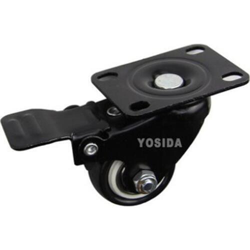 New 1.5'' Double Bearing with Brake Furniture Caster Durable PU Univesal Wheel Rolling Swivel Castor Industrial wheels